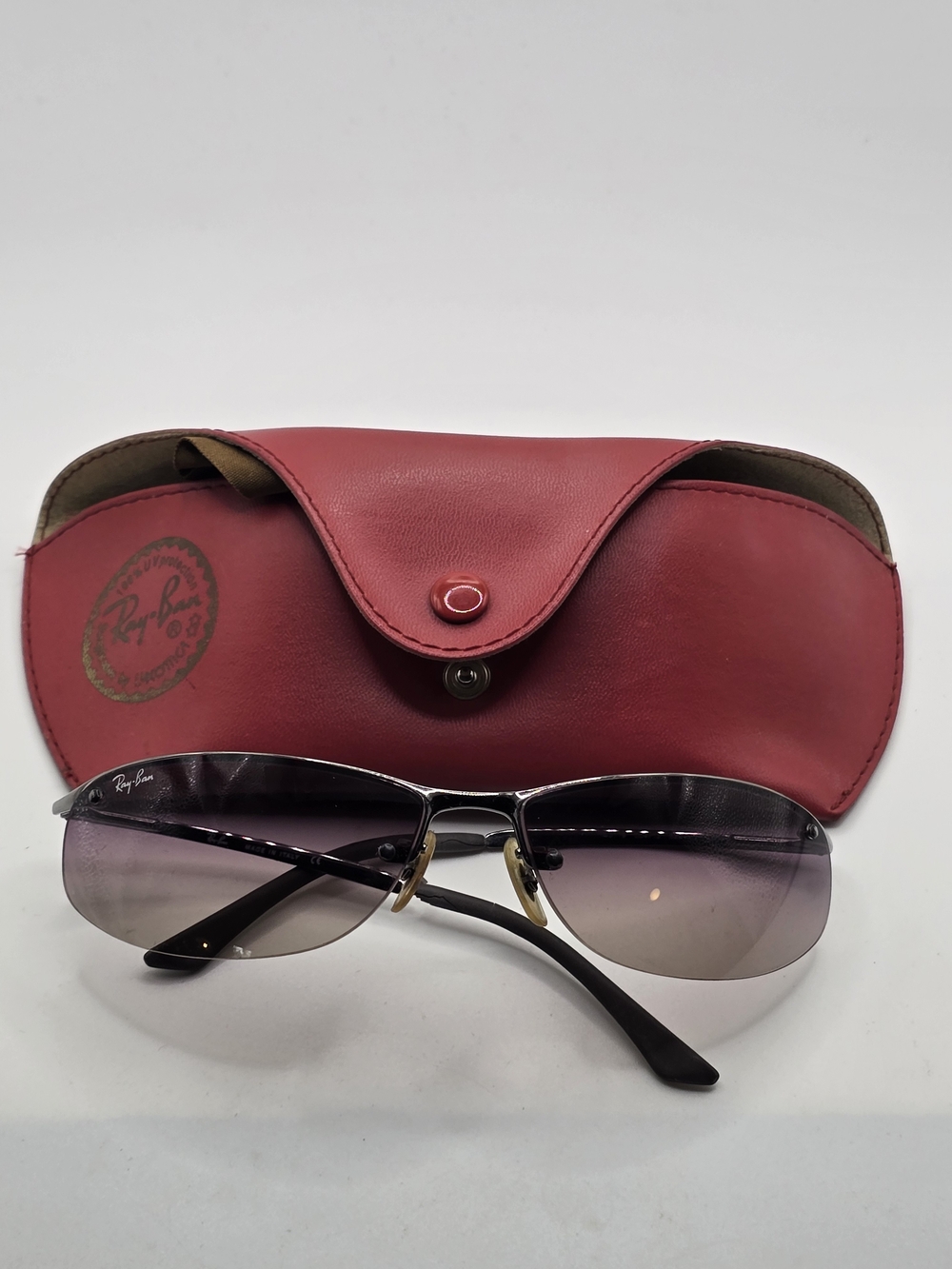 Ray Ban Gradient Purple Rimless Sunglasses - Picture 7 of 8